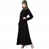 Black Casual abaya with piping at sleeves